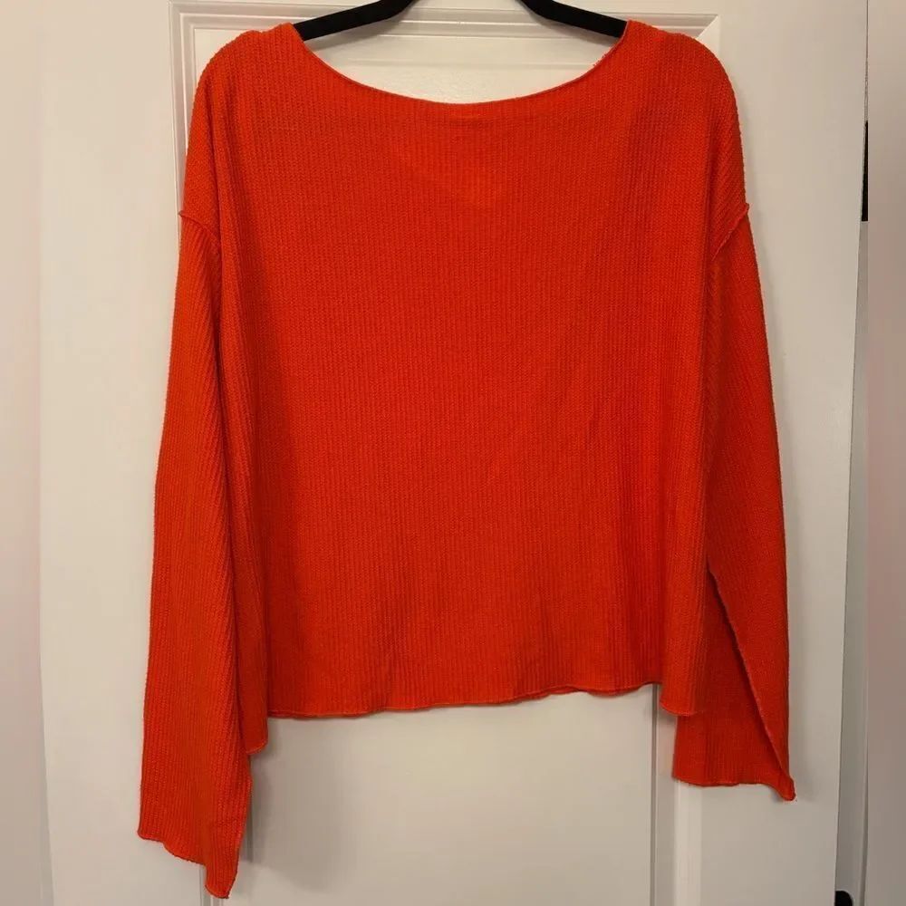 ANTHROPOLOGIE DAILY PRACTICE Waffle Blouse Top Oversized Bright Red Size Large - Picture 6 of 10